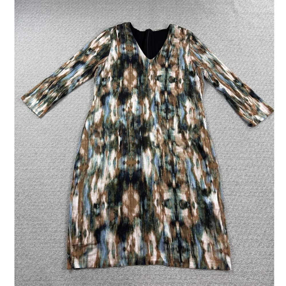 Karen Kane Sz XL Watercolor Dress Stretchy Lined Casual Zipper Back